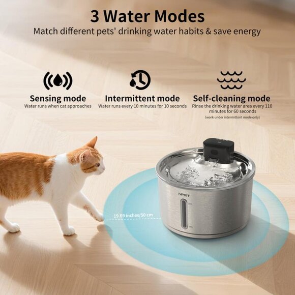 NPET Cordless Cat Water Fountain Stainless Steel, 1Gallon/135oz (NWT) - Picture 3 of 9